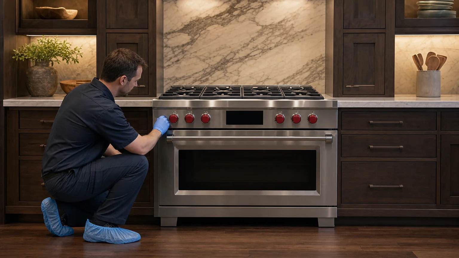 Premium kitchen range prepared for a professional diagnostic visit