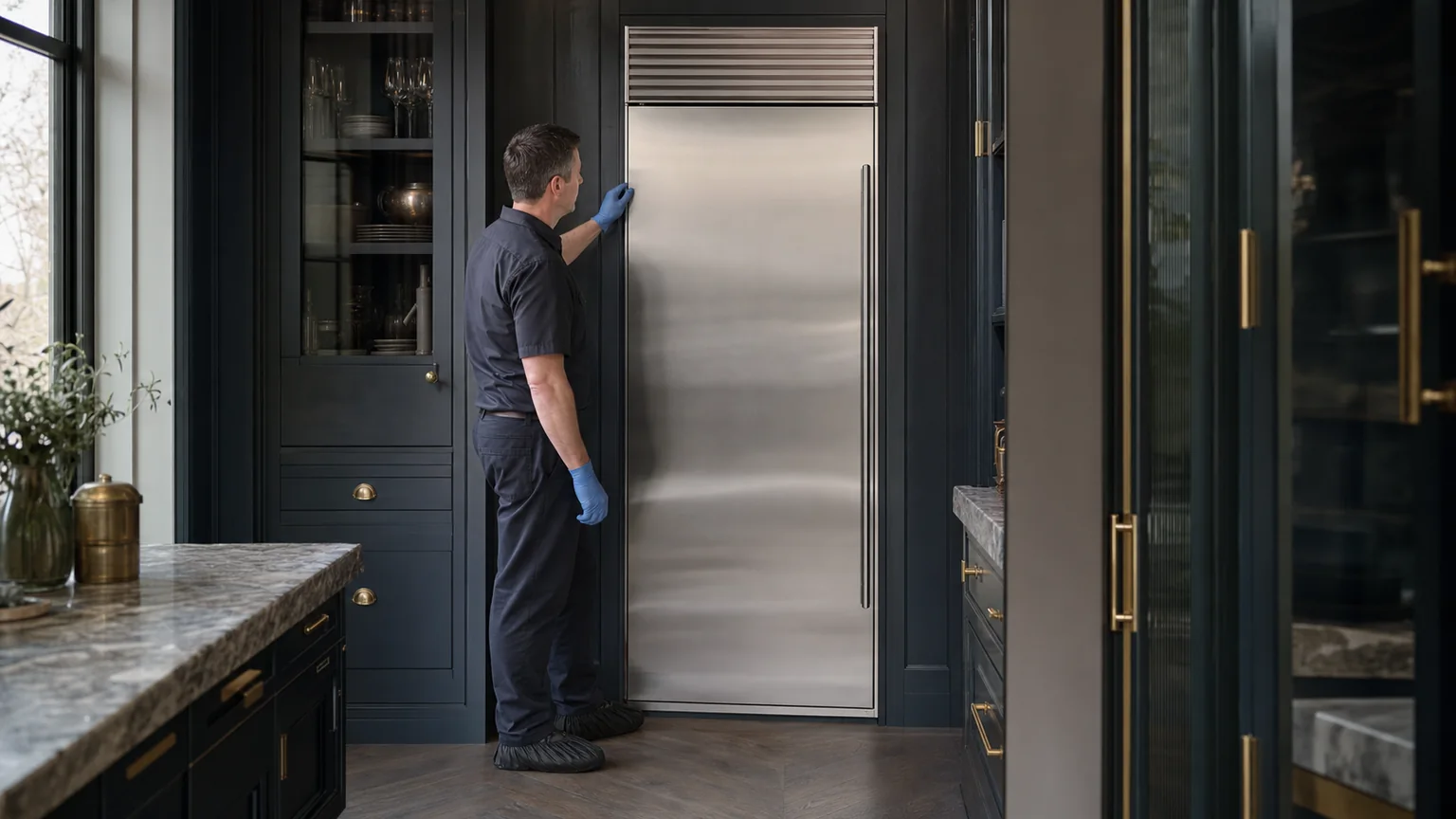Built-in refrigerator prepared for a professional diagnostic visit