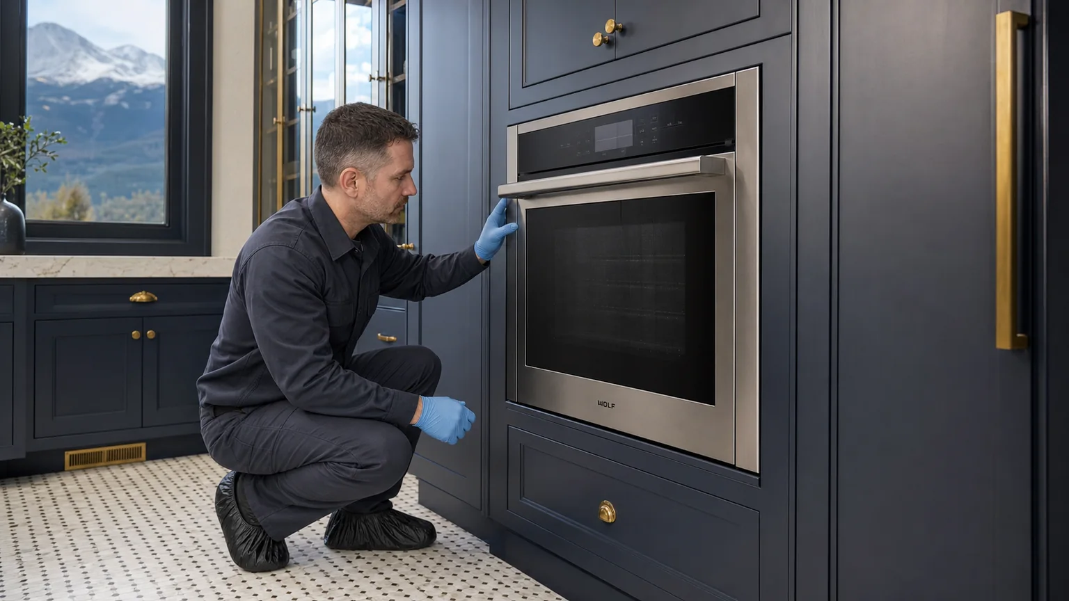 Built-in wall oven prepared for a professional diagnostic visit