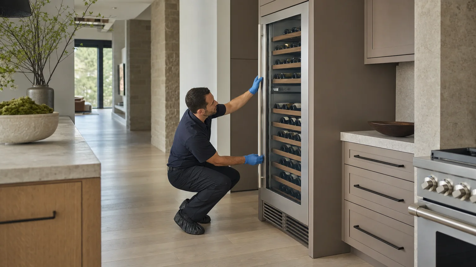 Built-in wine cooler prepared for a professional diagnostic visit